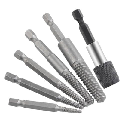 Hex Shank Broken Screw Extractor Kit 6Pcs Reverse Thread Stripped Screw Remover Set, Chrome Molybdenum Steel，5mm-18mm Breaked Screw Removal Tool for Easy Extraction - size: 5mm-18mm