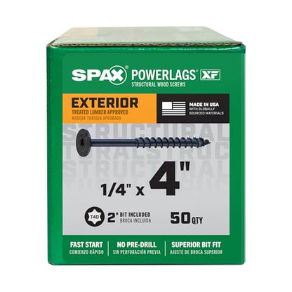 SPAX 1/4" x 4" Powerlags XF Exterior Pancake Head Structural Wood Lag Screws (50 pcs) T40 T-Star HCR Heavy Duty Timber Landscape Deck Structures High Corrosion Resistant - size: 1/4" x 4"