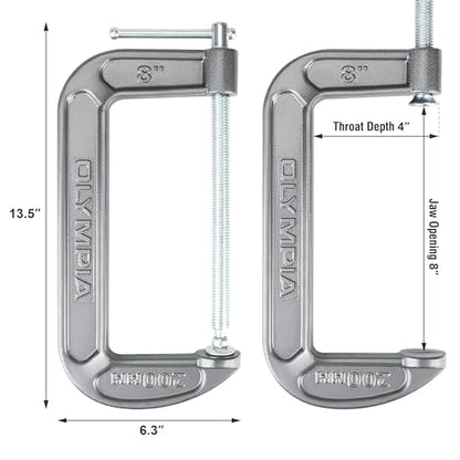 Olympia Tools C-Clamp (8" X 4") 38-148, Black - size: 8-Inch x 4-Inch