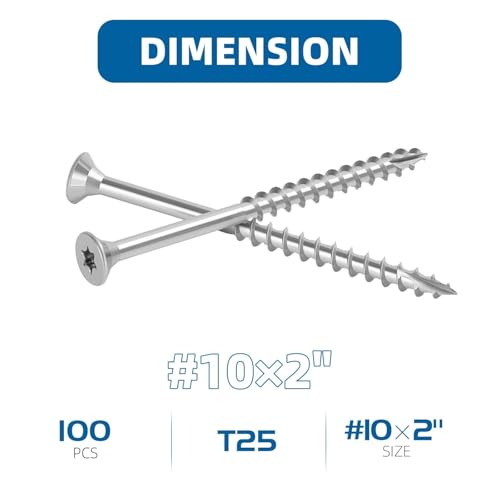WELLOCKS #10 x 2 in 304 Stainless Deck Screws, 100 PCS - size: #10×2"