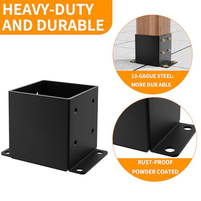 6x6 Post Base, ( Inner Size 5.6x5.6) Heavy Duty Post Anchor（4PCS） - size: 6x6 4