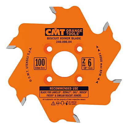 CMT 240.006.04 Biscuit Joiner Blade, 4-Inch Diameter x 6 Teeth, PTFE-Coated.
