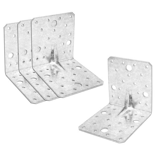 4 Pack 4x4 Galvanized Steel L Angle Bracket for Wood 90 Degree Corner Brace