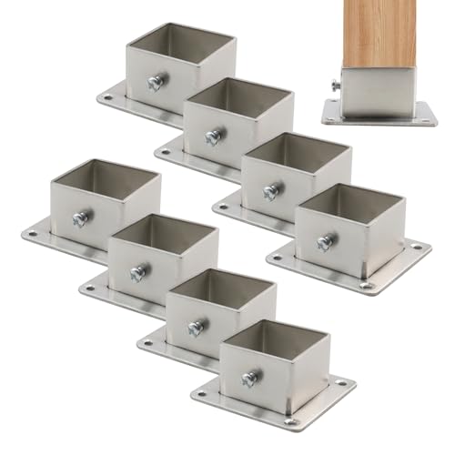 Wealrit 8 PCS Square Post Bases,1.52" Stainless Steel Deck Post Brackets - style: 8 pcs 1.5" Silver