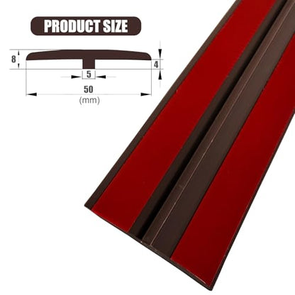 Flexible PVC T-Molding Transition Strips,Self-Adhesive Floor Divider Strip - color: Brown, size: 3.3 ft