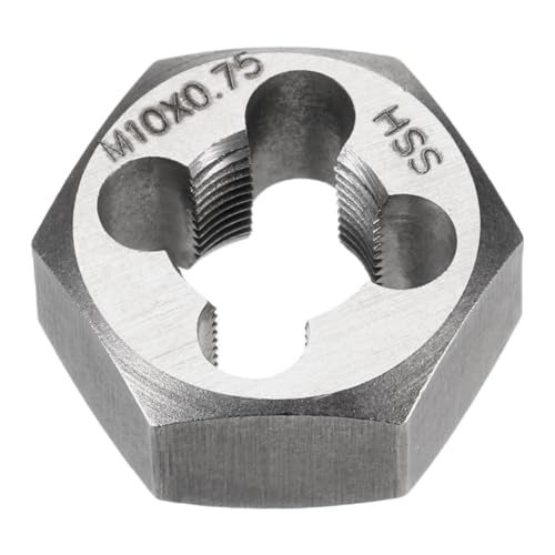 HARFINGTON Hex Threading Die M10 x 0.75 Metric Thread Right Hand High Speed Steel Rethreading Fixed Die Screw Cutting Tapping Repair Tool - size: M10 x 0.75