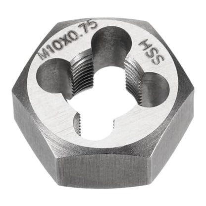 HARFINGTON Hex Threading Die M10 x 0.75 Metric Thread Right Hand High Speed Steel Rethreading Fixed Die Screw Cutting Tapping Repair Tool - size: M10 x 0.75