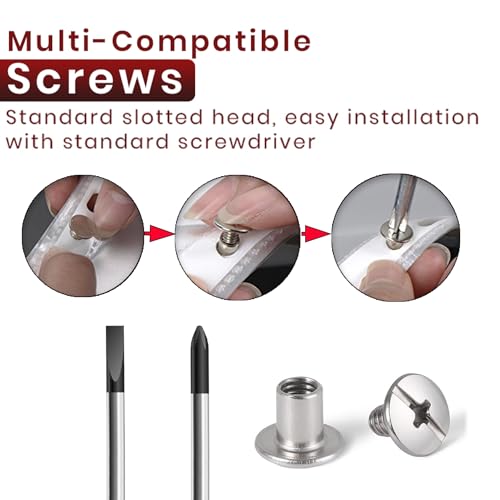 40 Sets M5*10 304 Stainless Steel Chicago Screw Kit Leather Rivets Screw Rivets Chicago Screw Buttons DIY Leather Trim3/16"x3/8" - color: 304 stainless steel, size: M5*10mm