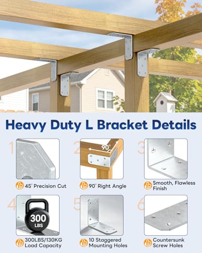 Heavy Duty L Brackets 5"x5"x2.5", 300LB, Galvanized 4 Pack - color: Galvanized-4PCS