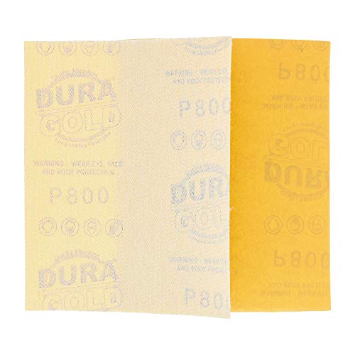 Dura-Gold Premium 1/4 Sheet Gold Sandpaper Sheets, 800 Grit (Box of 25) - size: 800-Grit