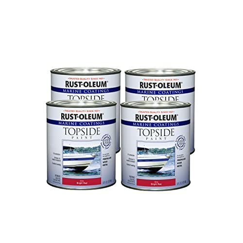 Rust-Oleum Marine Bright Red Topside Boat Paint - color: Bright Red, size: 32 Fl Oz (Pack of 4)