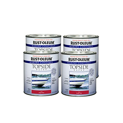 Rust-Oleum Marine Bright Red Topside Boat Paint - color: Bright Red, size: 32 Fl Oz (Pack of 4)