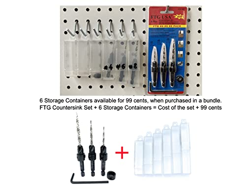 FTG USA 3 Pc Wood Countersink Drill Bit Set #4#6#8 with 3/8" Depth Stop - size: #4#6#8, style: with Depth Stop