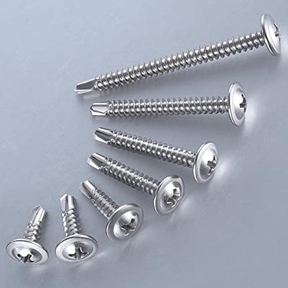 Wensilon（200pcs）#8×1”for Sheet Metal Self-Tapping Screws 410 Stainless Steel Truss Head High-Strength Quick Tapping Screws - color: Silver, size: #8X1"