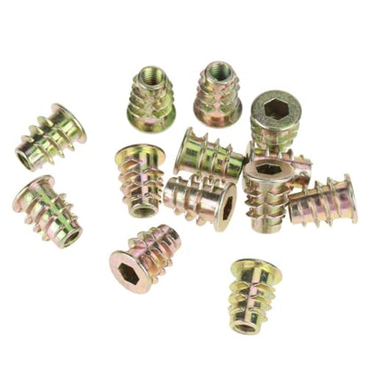 50Pcs M5x13mm Zinc Alloy Threaded Inserts for Wood - Hex Socket Drive Helical Inserts Kit