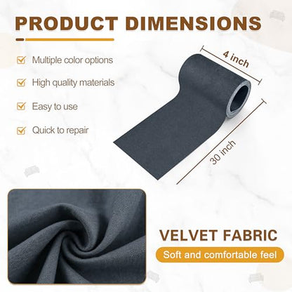 Velvet Repair Patch, Self-Adhesive Flannel Fabric Patch, Multi Colors, Microfiber Patch，Can be Used to Patch Sofas, Car Seats, Handbags, Jacket Holes and Tears (Dark Blue) - color: Dark Blue, size: 4" x 30"-2 ROLLS