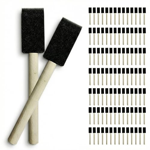 100 Pcs Foam Paint Brushes, Wooden Handle Sponge Brushes, 1 Inch - size: 100 Pcs