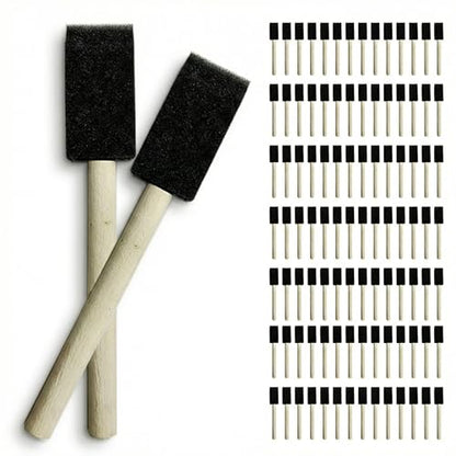 100 Pcs Foam Paint Brushes, Wooden Handle Sponge Brushes, 1 Inch - size: 100 Pcs