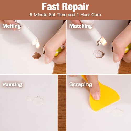 DEWEL Furniture Repair Crayon, 6 Colors Wood Filler Sticks, Wood Scratch Repair Wax for Filling Scratches, Cracks, Holes, Dents, Scuffs, Dings - A Simple and Convenient Wooden Repair Solution - color: 6 Colors Wax Sticks