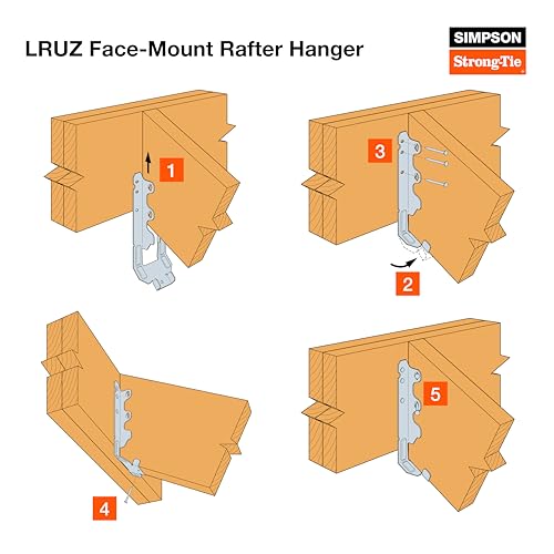 Simpson Strong-Tie Rafter Hanger LRU26Z - Adjustable Slope, Face-Mount, 18-Gauge Steel - Pack of 25
