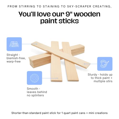 9 Inch Paint Sticks, Box of 25 Hardwood Paint Stirrers, Wood Mixing Paddles for Epoxy or Resin, Garden or Library Markers by Woodpeckers - size: 9 inch