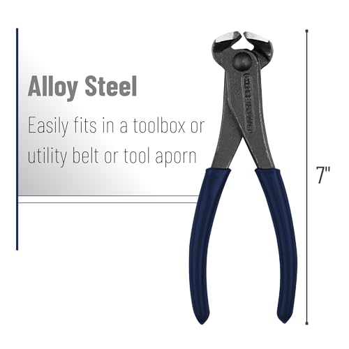 Bates- Nail Puller, Navy Blue, Nail Remover Tool, Cutting Pliers, Carpenter Tools, Staple Puller, Nail Puller Tool, End Cutting Pliers, Nail Pliers, Nail Pulling, Nail Puller Pliers, Nippers Tool - color: Navy Blue, size: 7", 1 Pack