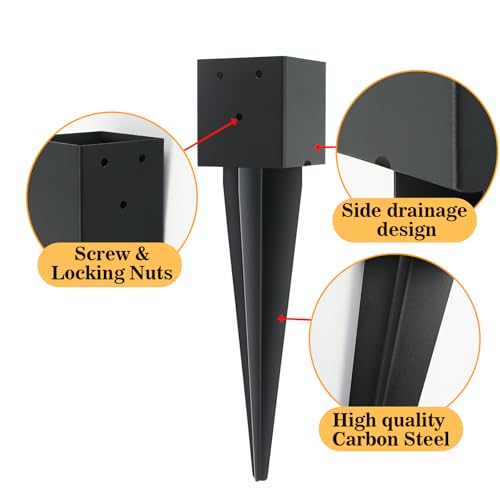 4 Pcs 16 Inch 4"x4" Fence Post Anchor Ground Spike(Internal 3.6"x3.6") - size: 4 Pcs, style: 4"x 4"