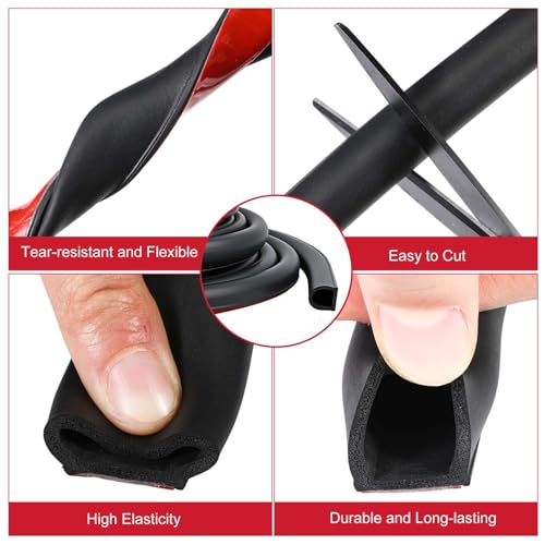 Pangda 25Ft D Shape Rubber Weather Stripping Foam Self-Adhesive EPDM Door Seal Strip for Noise Reduction Waterproof Dustproof for Cars Boats Truck RVs Windows Doors (3/4" W × 3/4" H) - size: 25ft L, style: 3/4" W × 3/4" H