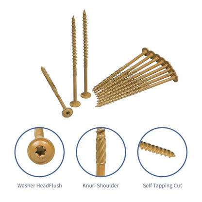 #14 x 5 Structural Lag Wood Screws, Heavy Duty Timber Deck Screws, 50 PCS - color: Yellow, size: #14 x 5"