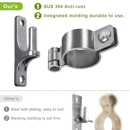 Insaga 304 Stainless Steel Gate Hinges 2Pack, Heavy Duty 1-5/8" Pipe Hinge with 5/8" Pin, Wall Mount Anti-Rust Chain Link Fence Hinge for Barn, Farm, Sports Field - color: 1-5/8''-2pack