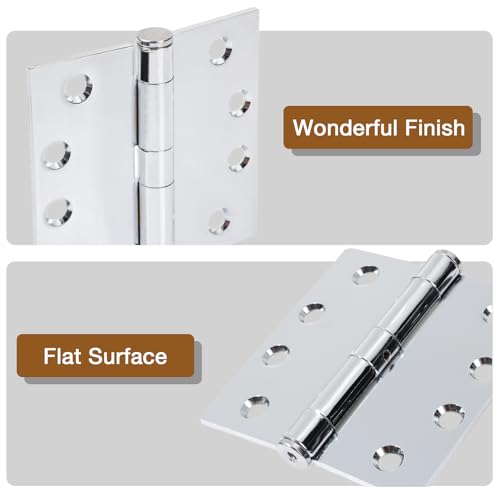 TDCHINGES Commercial Door Hinges 4"x4.5 Inch Polished Chrome Heavy Duty NPR - color: Polished Chrome, size: 2 Pack