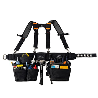 Dead On Tools - 1680 Denier Poly Carpenter’s Tool Belt with Suspenders (HDP400945) , Black