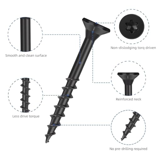 WELLOCKS #8 x 2 in Black Deck Screws, 0.44 lbs Trial Size - size: #8×1-5/8", style: Trial size 0.44LBS
