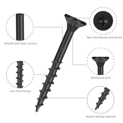 WELLOCKS #8 x 2-1/2 in Black Deck Screws, 0.44 lbs Trial Size - size: #8×2-1/2", style: Trial size 0.44LBS