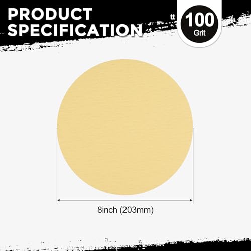25Pcs Sanding Discs 8In 100Grit Hook and Loop Sandpapers Yellow - color: Yellow, size: 8 Inch(100 Grit)