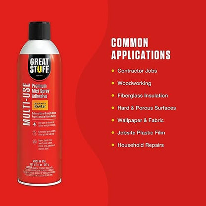 Great Stuff™ Multi-Use Mist Adhesive - 14 oz - Aerosol - size: 1-Pack (14 oz), style: Multi-Use