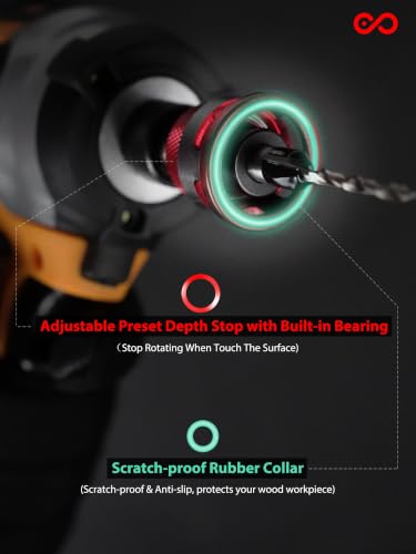 9PCS Countersink Drill Bit Set with Adjustable Depth Stop Collar