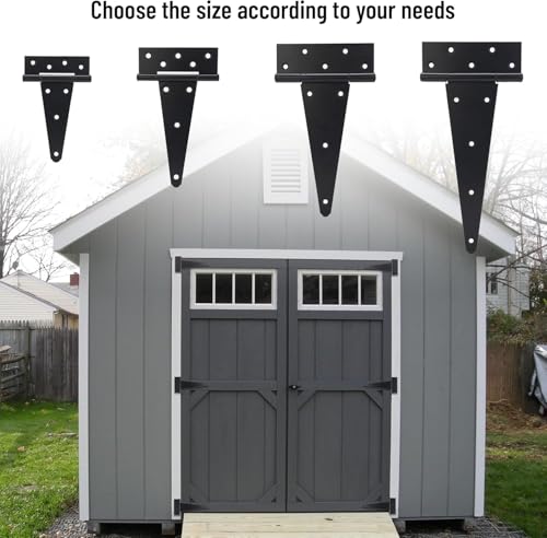 1Set T-Strap Gate Hinge with 7 Screws, Heavy Duty Shed Barn Door Hinges, Black Tee Hinges for Wooden Fence, Yard Gate (6 Inches) - color: 6Inches