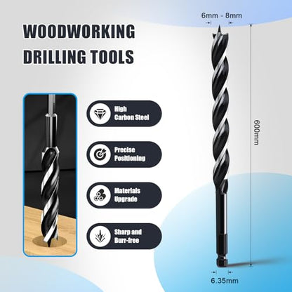 1/4" x 24" Auger Drill Bit for Soft and Hard Wood,1/4" Hex Shank - size: 1/4 in, style: 24"