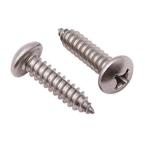 #4 x 1 (100 Pack) Stainless Steel Phillips Pan Head Wood Screws, Stainless Steel 304 (18-8), Pan Head Sheet Metal Screws Self Tapping for Wood - size: #4 x 1"