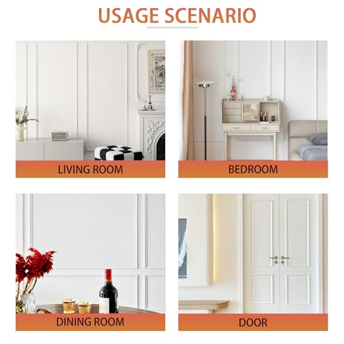 QDYMXUN Peel and Stick Chair Rail Panel Molding, 240''L x 0.9''W Strong Self Adhesive TPE Wall Moulding Trim for Home DIY Decoration (Paintable White) - size: 240''L x 0.9''W