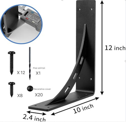 12 inch x 10 inchHeavy Duty Shelf Brackets , Metal Mantel Brackets (Set of 2) Fireplace Mantel Brackets - Countertop Support , Max Load 1100 Lbs (12 ‘’ x 10’‘) - size: 12 inch x 9.95 inch