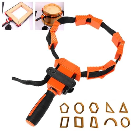Nylon Strap Clamp with Ergonomic Handle Quick Release Band Clamp Tool for Woodworking Clamping Round or Irregular Shaped Objects, Picture Frames