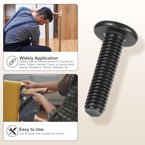 METALLIXITY Flat Head Hex Socket Cap Screws M6-1x35 10Pcs - color: Black, size: M6-1x35mm