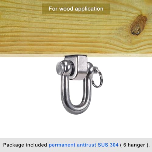 SELEWARE 6 Pack Swing Hangers Swing Set Hooks Stainless Steel Hammock Hooks - color: Stainless 6 Pack Swing Hooks