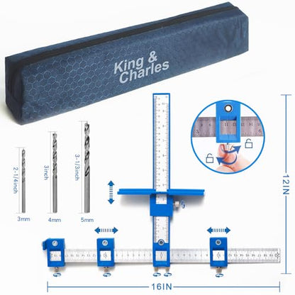 King&Charles Cabinet Hardware Jig&3pcs Point Wood Drill Bits - style: ORIGINAL-ABS