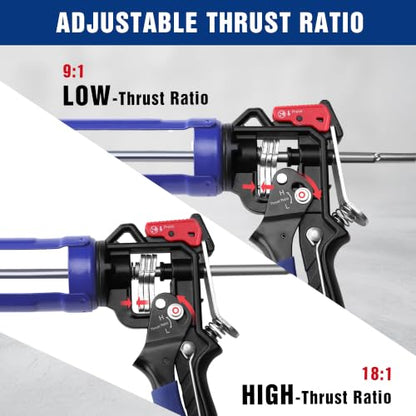 WORKPRO 29 oz Caulking Gun, Caulk Gun with Adjustable 9:1&18:1 Thrust Ratio - size: 29 oz