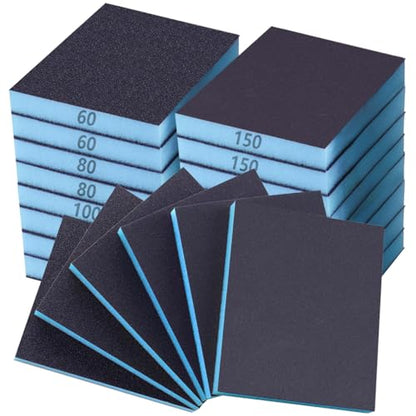 16 Pack Sanding Sponge, 60 80 100 120 150 180 240 320 Coarse Medium Fine Grits Sanding Block,Wet Dry Sandpaper Block Sandpaper Sponge for Wood Metal FurniturePaint and Drywall - color: Blue, size: 60/80/100/120/150/180/240/320 Grit(each of 2)