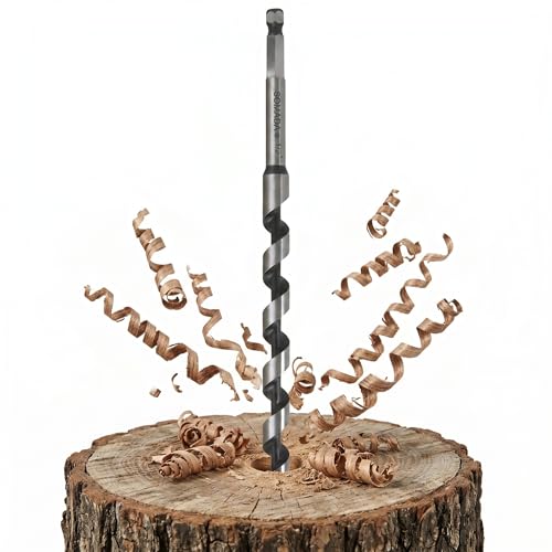SOMADA 1/2 in x 10 in Auger Drill Bit, Quick Change Hex Shank, Wood - size: 1/2"x10" Silver