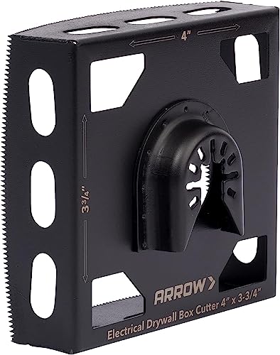 Arrow OSCGB2-1 2 Gang Electrical Box Drywall Cutting Blade for Oscillating Tools, Universal, Fits Most Multitools, Includes Adapter, Makes 4” by 3-3/4” Hole - size: 2-Gang
